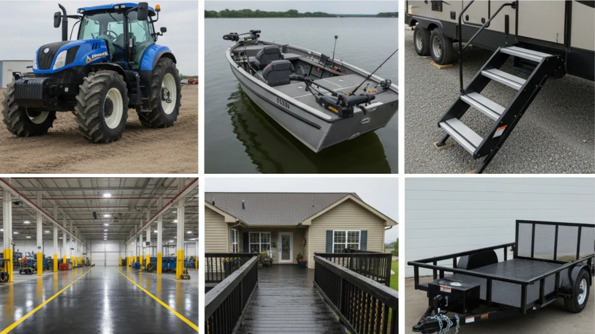 Tractors, Boats, Camper Stairs, Industrial Warehouse, Wood Ramps, Trailers 